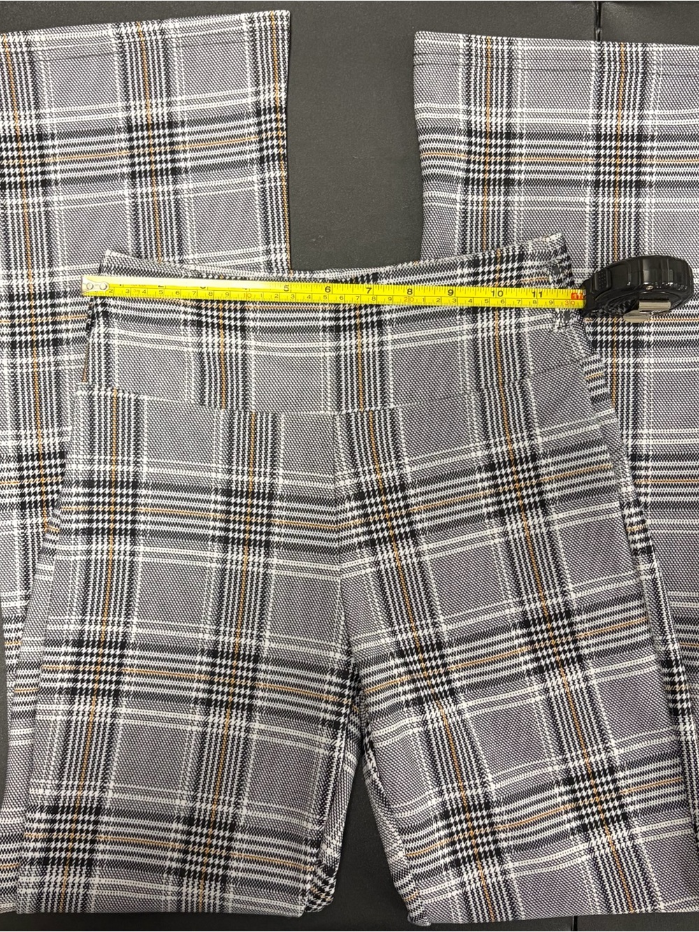 Women's Gray Plaid Boot Cut Trousers - Classic Tailored Fit